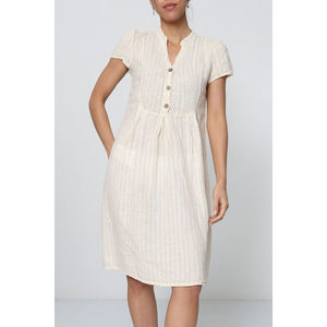 Robe 100 % Lin à Fines Rayures – Élégance Naturelle au Quotidien