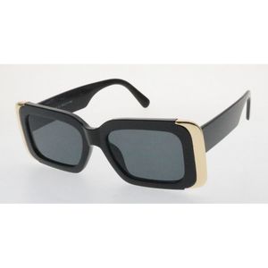 Lunettes de soleil femme de forme rectangulaire à bords métallique dorée