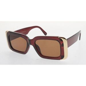 Lunettes de soleil femme de forme rectangulaire à bords métallique dorée