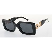 Lunettes de soleil femme rectangulaires à détail chaîne géométrique dorée