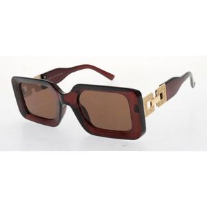 Lunettes de soleil femme rectangulaires à détail chaîne géométrique dorée