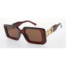 Lunettes de soleil femme rectangulaires à détail chaîne géométrique dorée