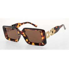 Lunettes de soleil femme rectangulaires à détail chaîne géométrique dorée