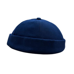 Casquette docker sans visière en coton uni avec revers FASHION - 3 pièces