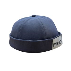 Casquette docker sans visière en coton uni avec revers FASHION - 3 pièces