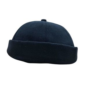 Casquette docker sans visière en coton uni avec revers FASHION - 3 pièces
