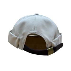 Casquette docker sans visière en coton uni avec revers FASHION - 12 pièces