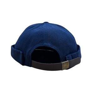 Casquette docker sans visière en coton uni avec revers FASHION - 12 pièces