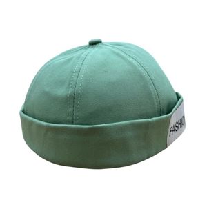 Casquette docker sans visière en coton uni avec revers FASHION - 12 pièces