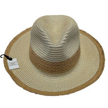 Chapeau fedora en paille de papier bicolore avec ruban tressé - 3 pièces