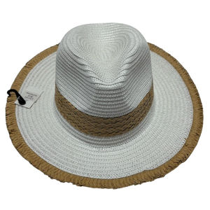 Chapeau fedora en paille de papier bicolore avec ruban tressé - 3 pièces