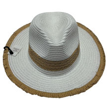 Chapeau fedora en paille de papier bicolore avec ruban tressé - 3 pièces