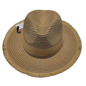 Chapeau fedora en paille de papier bicolore avec ruban tressé - 3 pièces