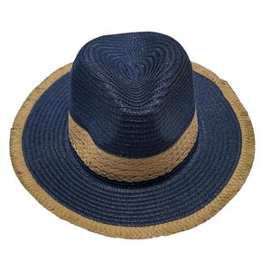 Chapeau fedora en paille de papier bicolore avec ruban tressé - 12 pièces