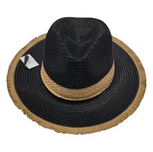 Chapeau fedora en paille de papier bicolore avec ruban tressé - 12 pièces