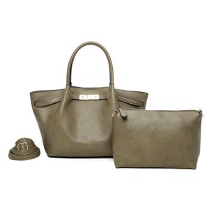 Sac cabas 2-en-1 fermoir doré avec pochette intérieure amovible