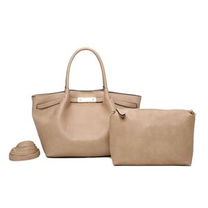 Sac cabas 2-en-1 fermoir doré avec pochette intérieure amovible