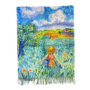 Écharpe réversible à motif Promenade dans le Champ de Vincent Van Gogh