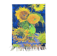 Écharpe réversible motif Six sunflowers peinture de Vincent Van Gogh