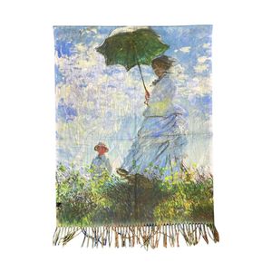 Écharpe réversible Iris de Van Gogh et La Promenade de Claude Monet