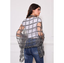 Écharpe à bordure dentelle avec fine maille en carreaux