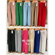 Pantalon palazzo plissé à taille élastiquée avec cordon à nouer