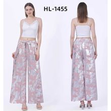 Pantalon élégant de coupe palazzo à reflets argent métallisés