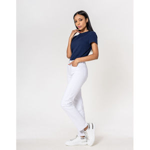 Pantalon regular/droit en coton stretch avec taille haute