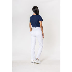 Pantalon regular/droit en coton stretch avec taille haute