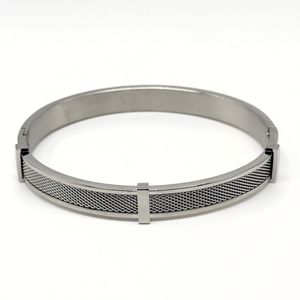 Bracelet en acier inoxydable argenté avec insert en maille