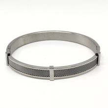 Bracelet en acier inoxydable argenté avec insert en maille