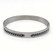 Bracelet en acier inoxydable argenté avec une chaîne intégrée