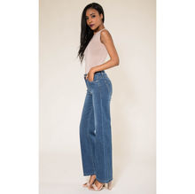 Jean taille haute flare évasé stretch en coton à 5 poches