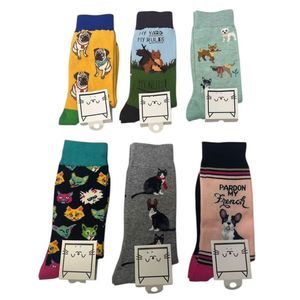 Chaussettes en coton motifs animalier chiens et de chats
