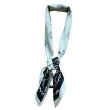 Petit foulard touché soie imprimée bandana bicolore - 3 pièces