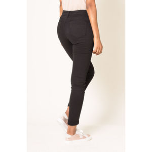 Pantalon coupe slim taille haute en coton stretch uni