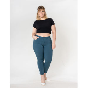 Pantalon slim stretch en coton taille haute grande taille