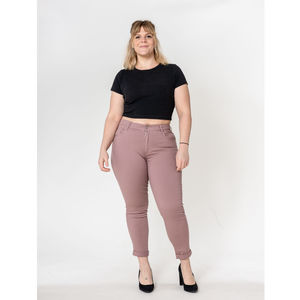 Pantalon slim stretch en coton taille haute grande taille