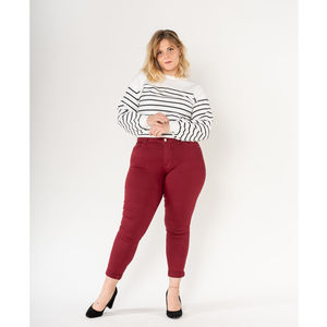 Pantalon slim stretch en coton taille haute grande taille