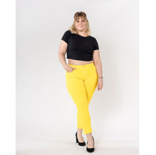 Pantalon slim stretch en coton taille haute grande taille