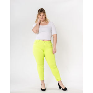 Pantalon slim stretch en coton taille haute grande taille