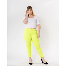 Pantalon slim stretch en coton taille haute grande taille