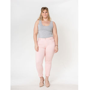 Pantalon slim stretch en coton taille haute grande taille