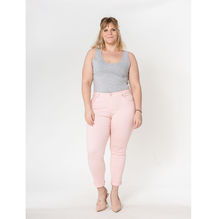 Pantalon slim stretch en coton taille haute grande taille