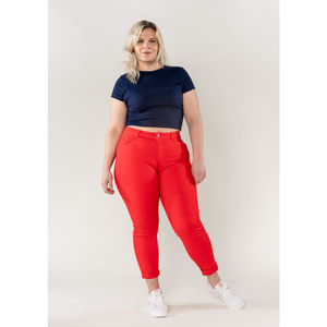 Pantalon slim stretch en coton taille haute grande taille