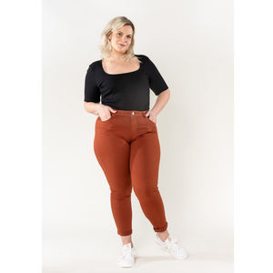 Pantalon slim stretch en coton taille haute grande taille