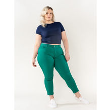 Pantalon slim stretch en coton taille haute grande taille