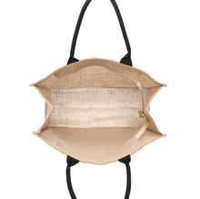 Cabas rectangulaire zippé en jute naturel avec anses noires