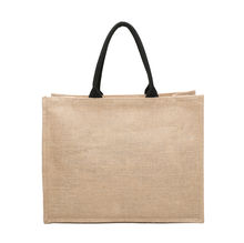 Cabas rectangulaire zippé en jute naturel avec anses noires