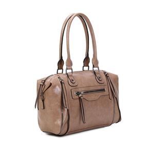 Sac à main bowling similicuir avec multiples zips décoratifs